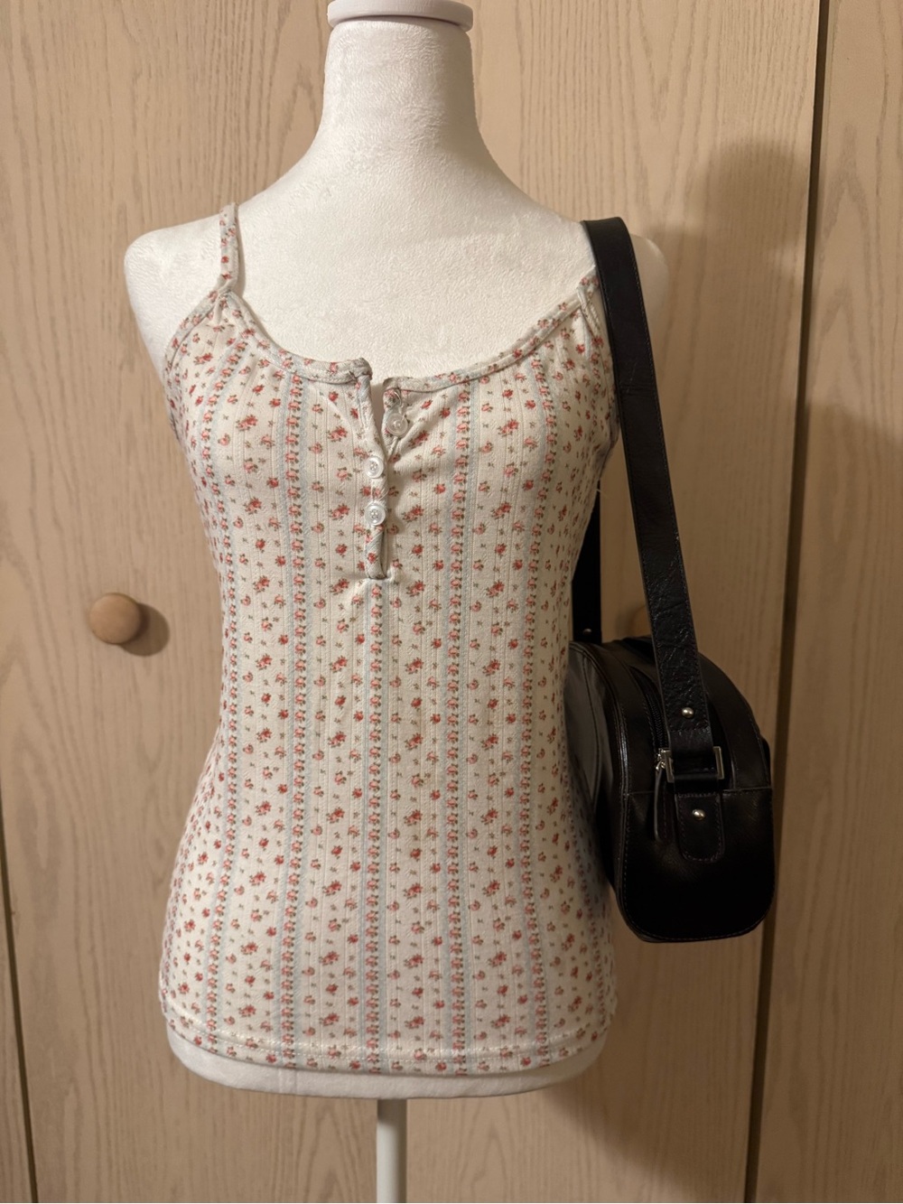 Floral Henley Ribbed Tank Top